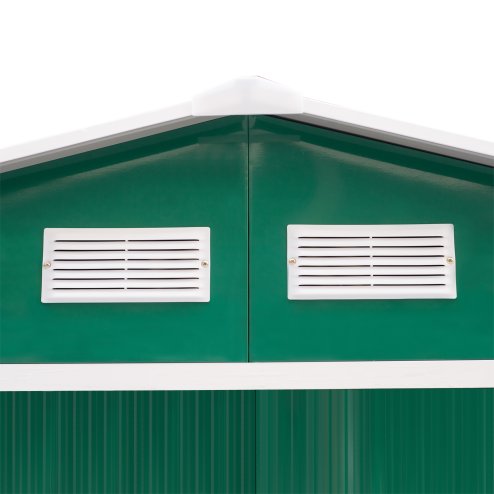 Outsunny 9 x 6ft Metal Garden Shed, Outdoor Storage Tool House with Ventilation Slots, Foundation Kit and Lockable Double Doors, Green