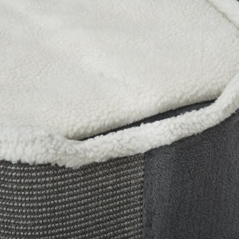 PawHut Cat Barrel Scratching Post Cat Tree for Indoor Cats Kitten Climbing Frame Pet Play Tower Soft Plush & Lamb Fleece Grey