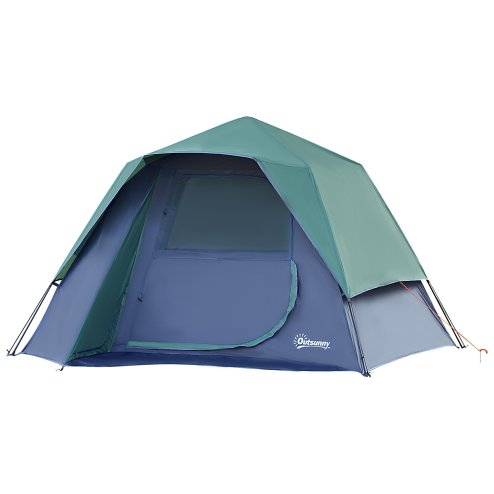 Outsunny 3-4 Person Pop-Up Camping Tent Hiking Family Travel Shelter Portable Double Layer Automatic Outdoor Olive Green