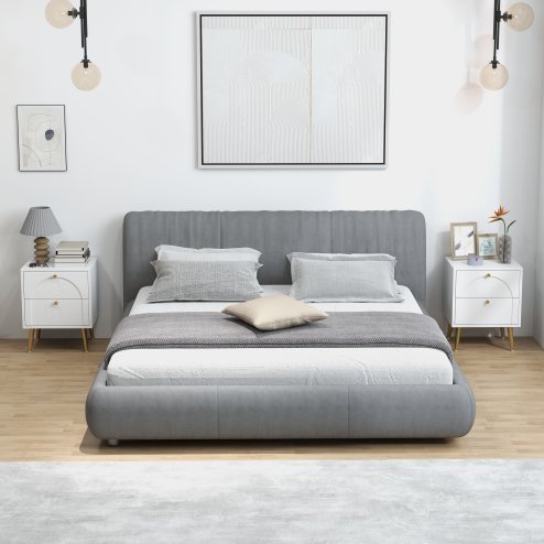 HOMCOM Bedside Table Set of 2, Modern Bedside Cabinets with 2 Drawers and Steel Legs, Side Tables for Living Room, Bedroom, 40 x 35 x 50 cm, White