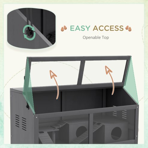 PawHut Wooden Hamster Cage, Gerbil Cage for Syrian Hamster with Exercise Play House, Openable Top 85 x 45 x 44cm - Grey