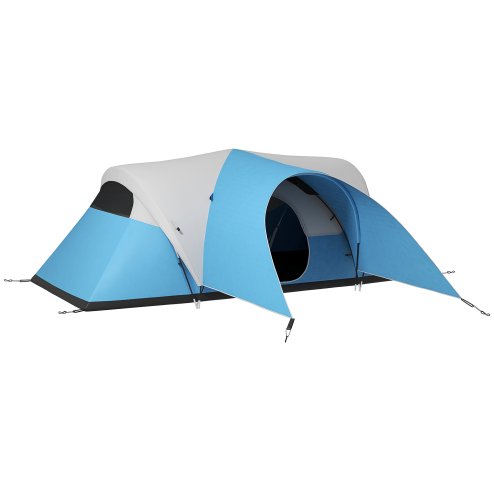 Outsunny 5-6 Man Camping Tent, 3000mm Waterproof Family Tent with Porch and Sewn in Groundsheet, Portable with Bag, for Fishing Hiking Festival, Blue