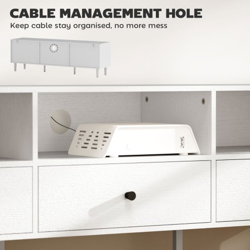 HOMCOM 140cm TV Stand Cabinet, Modern TV Unit Console Table for up to 75