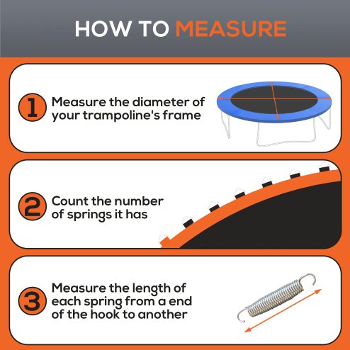 SPORTNOW Trampoline Replacement Mat with Eight Rows of Stitching, Spring Pull Tool, 72 V-Hooks, for 12ft Trampoline, Using 14cm Springs, Trampoline Jumping Mat, Orange