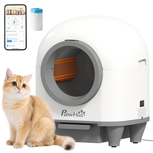 PawHut Self Cleaning Cat Litter Tray, 80L Extra Large Automatic Cat Litter Box with APP Control, Safety Protection, Odor Removal, Kitten Smart Toilet with Rubbish Bag for Multiple Kittens Image