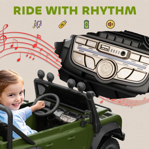AIYAPLAY Land Rover Licensed Electric Car for Kids, 12V Battery-Powered Kids Ride On Car with Remote Control, Music, Horn, Suspension Wheels, LED Lights, Off-Road Toy for 3-5 Years Old, Green