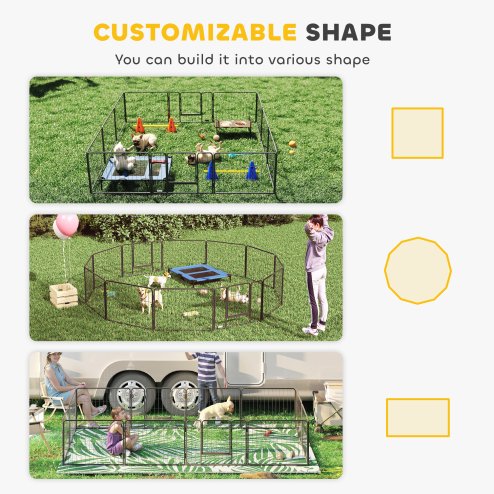 PawHut Dog Pen 12 Panels Puppy Pen Heavy Duty Pet Playpen for Indoor Outdoor for Dogs, Rabbits, Ducks 60cm High
