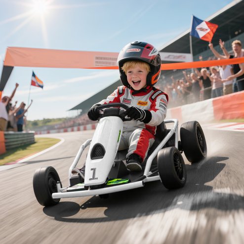 HOMCOM 24V Electric Go Kart for Kids, Drifting Ride-On Racing Go Kart with Slow Start, Music, Horn Honking and Safety Belt, for 8-12 Years Old, White