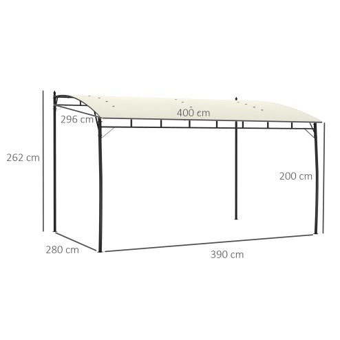 Outsunny 3 x 4m Pergola, Lean to Garden Gazebo with UV-Resistant Canopy and Metal Frame, Outdoor Sun Shade Shelter for Porch, Patio, Deck, Cream White