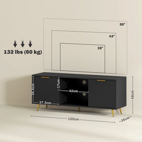 HOMCOM Modern TV Stand Cabinet for TVs up to 55