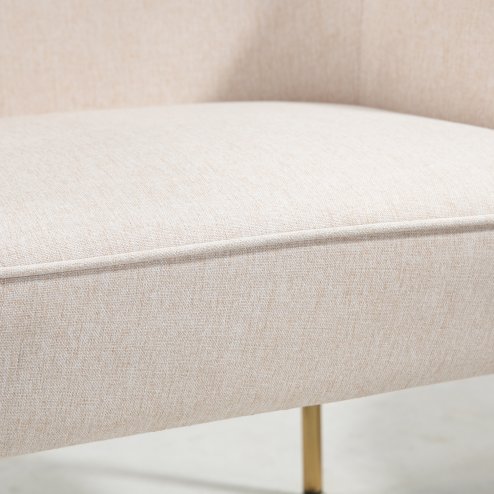 HOMCOM Accent Chair, Living Room Armchair, Vanity Chair with Gold Plating Metal Legs and Soft Padded Seat for Bedroom and Cafe, Cream