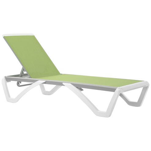 Outsunny Portable Outdoor Chaise Lounge Sun Lounger with Adjustable Back, Breathable Texteline, Green