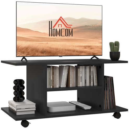 HOMCOM Modern TV Cabinet Stand Storage Shelves Table Mobile Bedroom Furniture Bookshelf Bookcase 