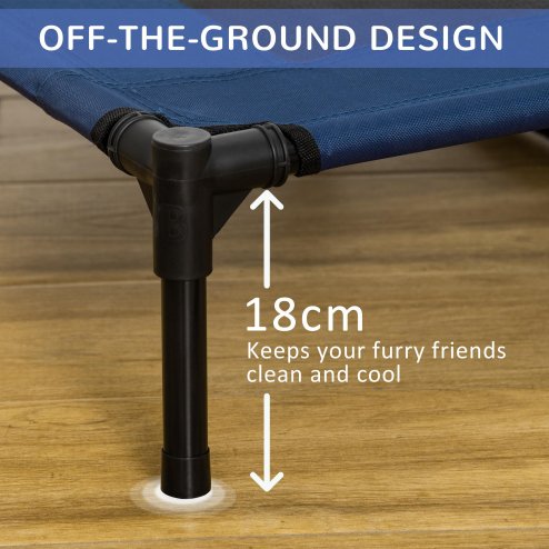 PawHut Raised Dog Bed Cat Elevated Lifted Puppy Pet Elevated Cot Portable Camping Basket - Blue (Large)