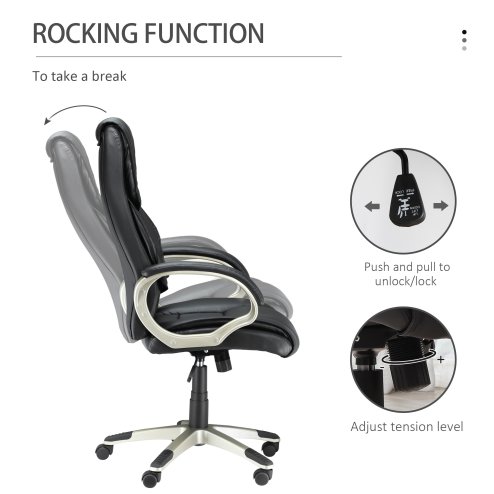 HOMCOM High Back Computer Office Chair Faux Leather Swivel Desk Chair with Adjustable Height Rocking Function