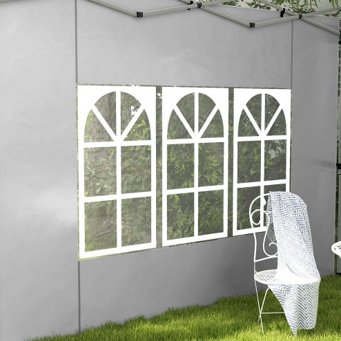 Outsunny Gazebo Side Panels with Window for 3x3(m) or 3x4m Pop Up Gazebo, 2 Pack Sides Replacement, Grey