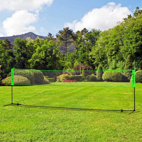SPORTNOW 5M Portable Badminton Set, Height Adjustable Tennis Volleyball Net with 3 Shuttlecocks, 4 Rackets and with Carry Bag, Multi-Sports Badminton Net for Indoor Outdoor, Garden, Beach Games