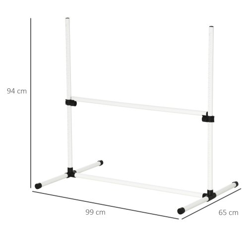 PawHut Dog Agility Equipment Training Height Adjustable Jumps Hurdle 4 Pieces with Carrying Bag for Outdoor, White