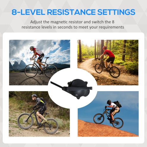 HOMCOM Indoor Bike Trainer, Foldable Turbo Trainer Bike Stand with 8 Level Magnetic Resistance, for 650C, 700C or 26