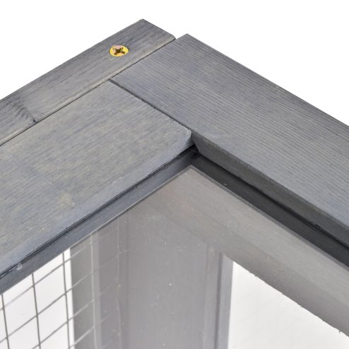 PawHut Tortoise House, Wooden Tortoise Enclosure Small Reptile House with Mesh Roof, Removable Side Panel, for Indoor - Grey