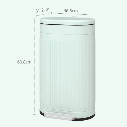 HOMCOM 30 Litre Pedal Bin, Fingerprint Proof Kitchen Bin with Soft-close Lid, Metal Rubbish Bin with Foot Pedal and Removable Inner Bucket