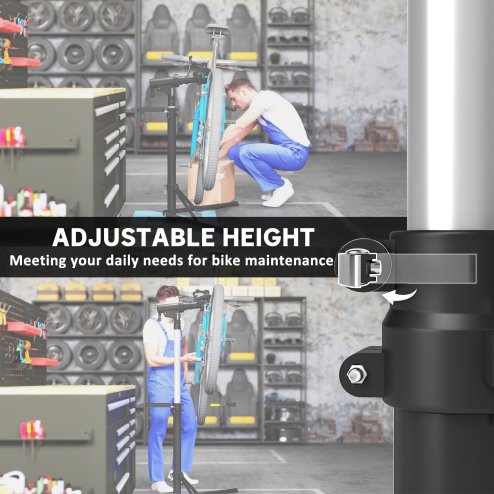 HOMCOM Bike Repair Stand, Heavy Duty Bike Stand for Maintenance, Height Adjustable, Foldable, 30?? Rotatable for Road Bike, Mountain Bike, E-Bike