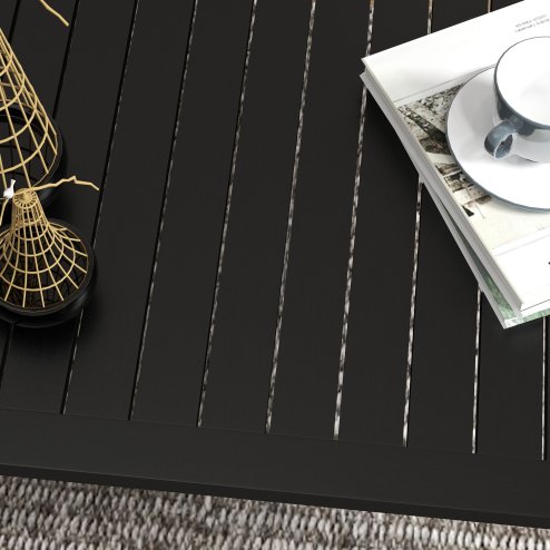 Outsunny Aluminium Outdoor Coffee Table, Rectangular Patio Side Table with Slat Tabletop for Indoor, Garden, Balcony, 100cm x 60 cm, Black