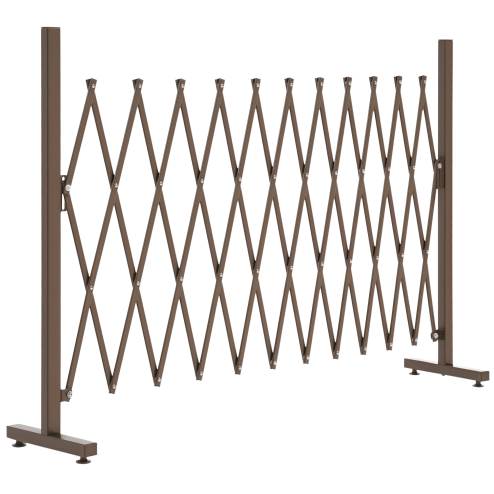 Outsunny Expanding Trellis Fence Freestanding Aluminum Alloy Movable Fence Foldable Garden Screen Panel Pet Safety Fence for Patio Lawn Decoration, 300cm x 103.5 cm, Dark Brown