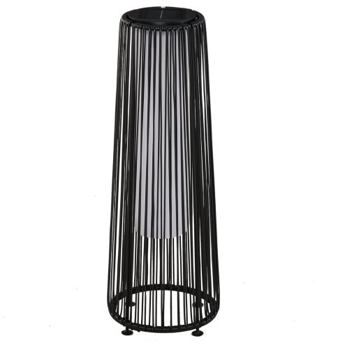 Outsunny Garden Rattan Lamp, 61 cm Tall Solar Rattan Floor Lamp, Solar Garden Light with Auto On/Off LED Light, IP44 Waterproof for Outdoor, Porch, Pathway, Terrace, Black
