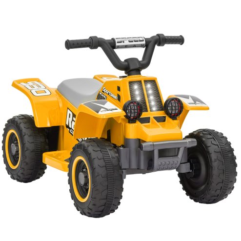 AIYAPLAY 6V Electric Car for Kids, Battery Powered Kids ATV, Quad Bike with Forward Backward, LED Headlights, for Ages 18-36 Months, Yellow Image