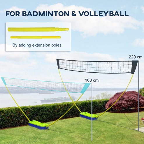 SPORTNOW 4m Badminton Set with Volleyball, Portable Badminton Net with Two Rackets, Two Shuttlecocks, Carry Case, for Indoor, Outdoor Sports