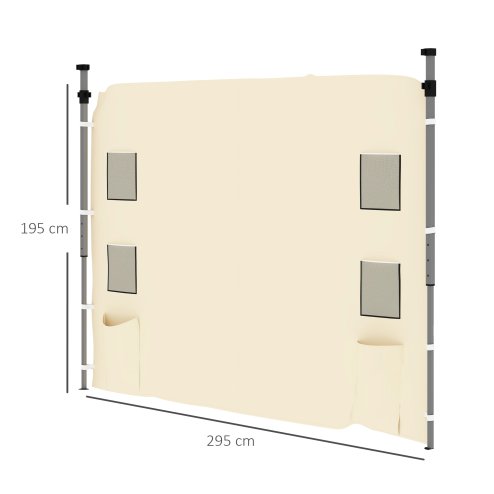 Outsunny Gazebo Side Panel, Canopy Sidewall Panel with 4 Mesh Bags and 2 Storage Pockets for 3 x 3 m Straight Leg Pop Up Gazebos, 1 Pack Sidewall Only, Beige