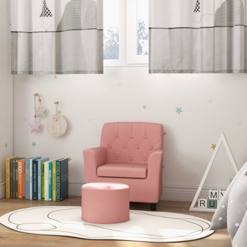 AIYAPLAY Kids Sofa Set, Toddler Chair with Footrest, Single Seater Kids Armchair for Playroom Bedroom, Pink