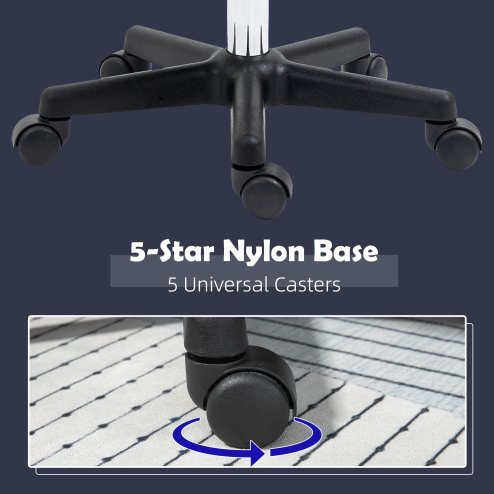 HOMCOM Beautician's Swivel Salon Chair w/ Padded Seat Back 5 Wheels Adjustable Height Salon Hairdressers Tattoo Spa Rolling Cushion Professional Black