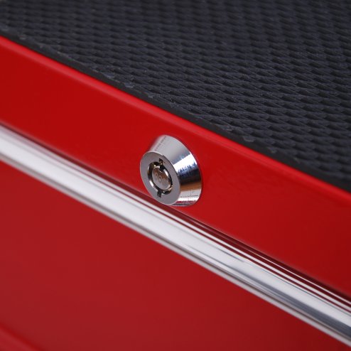 HOMCOM 5 Drawer Tool Box, Lockable Steel Tool Chest on Wheels, Rolling Chest Cabinet with 5 Drawers and Handle for Workshop, Garage, Red