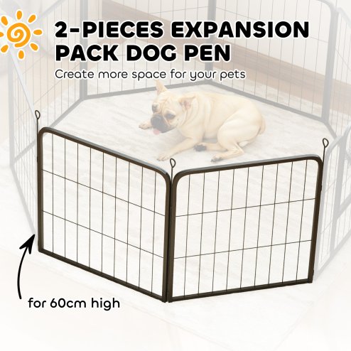 PawHut Dog Pen, 2 Panel Puppy Pen, Portable, Detachable, For Small Dogs, 60cm Tall, Black