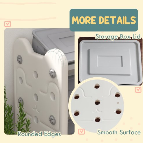 AIYAPLAY Kids Toy Storage Units, 3 Tier Toys Storage Organiser with 6 Storage Boxes, for Bedroom, Playroom, Nursery, 76 x 37 x 60cm, Grey