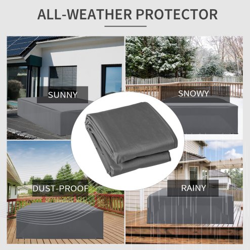 Outsunny 600D Oxford Outdoor Garden Furniture Sofa Set Cover, Waterproof Anti-UV Rattan Sun Lounger Protection Protector Cover, 225L x 210W x 70Hcm, Grey