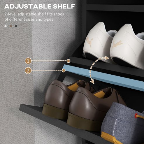 HOMCOM 3 Drawer Shoe Cabinet with 2 Flip Doors, Sliding out Drawer and Adjustable Shelf for 12 Pairs of Shoes, Narrow Shoe Storage Cabinet for Hallway, Entryway