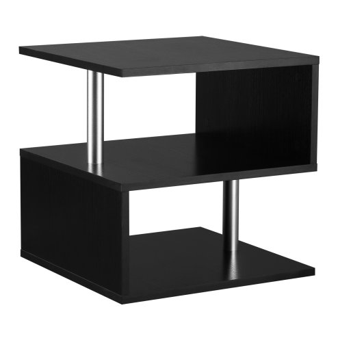 HOMCOM Wooden S Shape Cube Coffee Table 2 Tier Storage Shelves Organizer Office Bookcase Living Room End Desk Stand Display 
