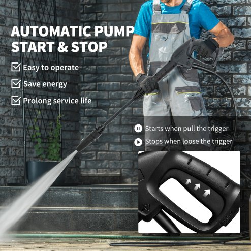 Outsunny 1800W High Pressure Washer, 150 Bar Pressure, 420 L/h Flow, Portable Electric Power Washer Jet Wash Cleaner with Adjustable Nozzle, 6M Hose, Steel Handle for Home Patio Car Driveway, Green