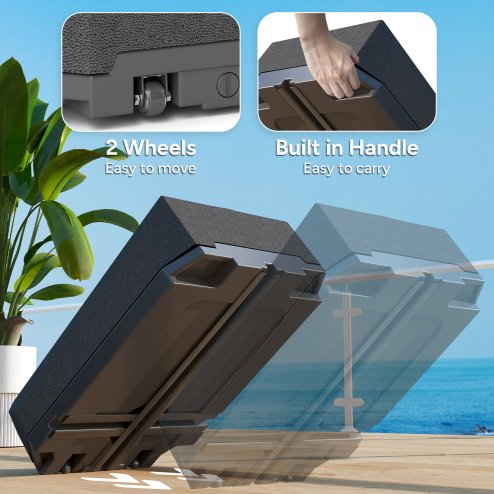 Outsunny 90kg Cantilever Parasol Base with Wheels, Water and Sand Filled Umbrella Stand Weights for Garden Banana Parasol with T-shaped Cross Base and Handle, Black