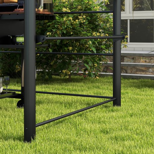 Outsunny 2.4 x 1.5m Grill Gazebo Outdoor BBQ Gazebo Canopy with Side Shelves Hanging Poles Great Ventilation PC Board