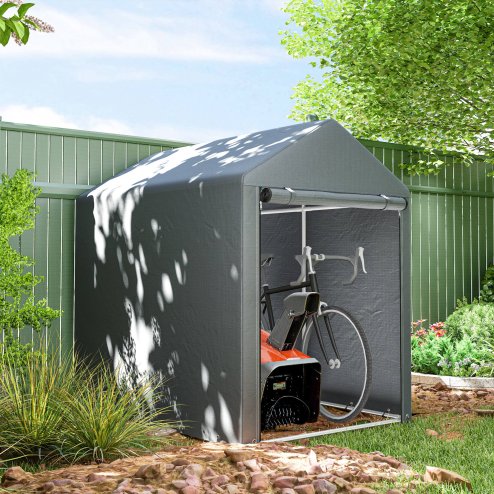 Outsunny 1.2 x 1.8m Garden Storage Shed Tent, Portable Shed Shelter with Galvanised Steel Frame and Large Door, for Motorbike, Garden Tools, Bike Storage