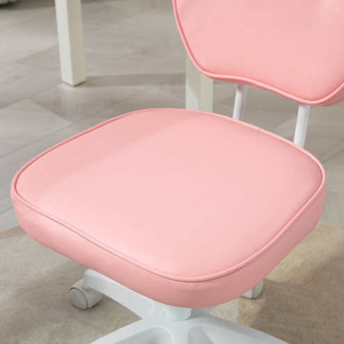 Vinsetto Cute Armless Office Chair, Small PU Leather Computer Desk Chair with Adjustable Height, Swivel Wheels, Mid Back, Pink