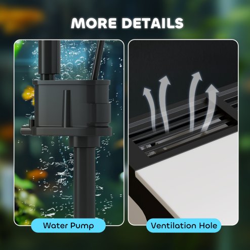 PawHut Aquarium, 28L Glass Fish Tank with Filter, LED Lighting, Water Pump, for Bettas, Guppies, Mini Parrot Fishes, Shrimp, Goldfish, 38 x 26 x 39.5cm