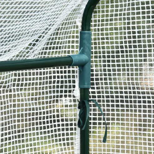 Outsunny Walk In Greenhouse with 2-Tier Shelves, Roll up Zip Panel Door, Garden Polytunnel Steeple Grow House for Outdoor, 6 x 4 x 6ft White