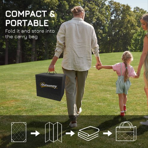 Outsunny Reversible Outdoor Rug with Carry Bag, Waterproof Plastic Straw Mat for Garden, Deck, RV, Picnic, Beach, Camping, 182 x 274cm, Brown