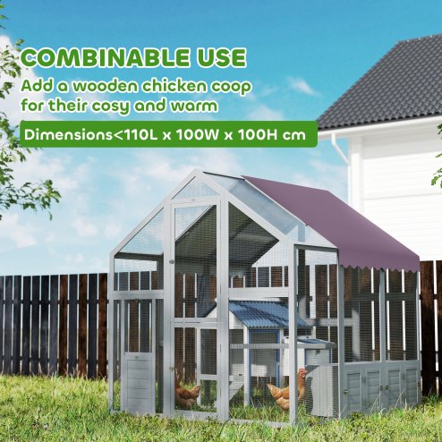 PawHut Chicken Run, Large Wooden Walk In Chicken Coop with Waterproof Cover, Split Door, 2 Nesting Boxes, 2 Roosting Bars, Poultry Hen Cage for 6-8 Chickens, Ducks, Geese, Rabbits, 1.7 x 1.8 x 1.8 m