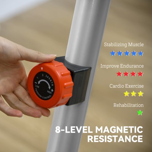 SPORTNOW Exercise Bike, Quiet Stationary Bike with 8-Level Magnetic Resistance, Heart-Rate Sensor, Adjustable Seat, Wheels and LCD Monitor, for Home Gym Workout, Grey